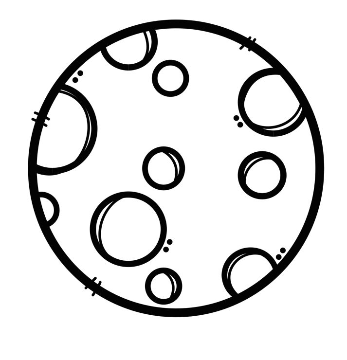 a black and white drawing of an object with circles on it's surface, in the shape of a circle