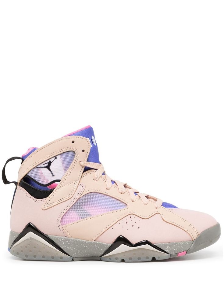 Air Jordan 7 Retro SE high-top sneakers from NIKE featuring beige, suede, leather, signature Jumpman motif, panelled design, pull-tab at the heel and ridged rubber sole. High Fashion Hair, Sneakers Pink, Jordan 7, Jordan Air, Brown Sneakers, Pull Tab, Nike Air Jordan, Air Jordan Sneaker, High Top