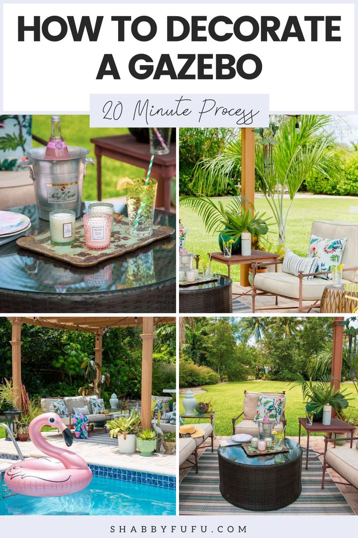 how to decorate a gazebo with pool furniture