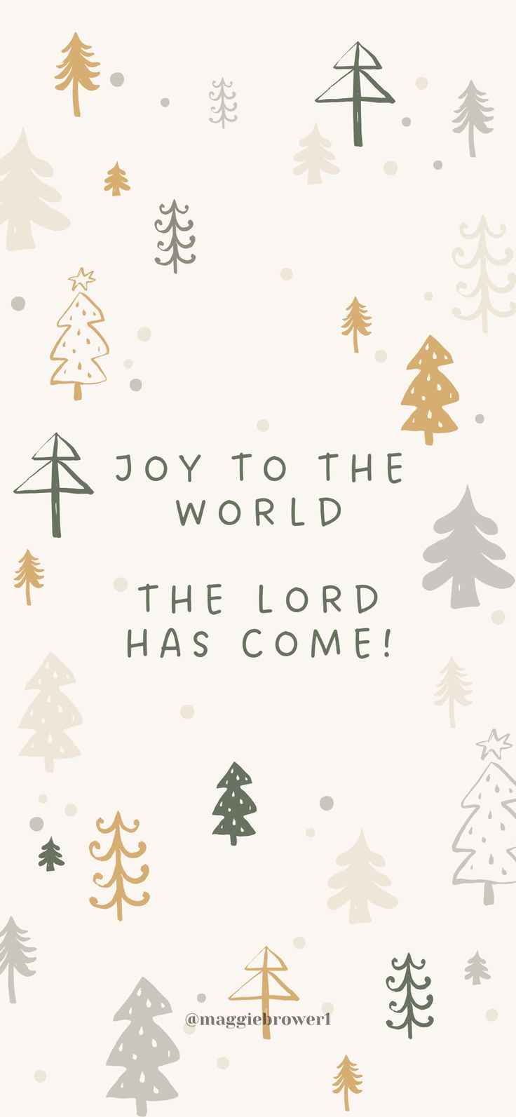 a christmas card with trees and the words joy to the world, the lord has come