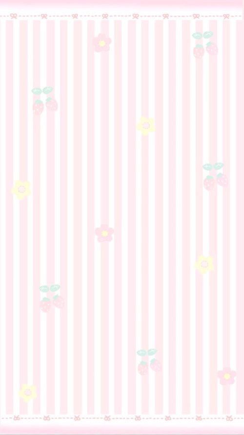 a pink and white striped wallpaper with small flowers on the bottom, in pastel shades