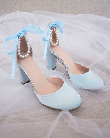 Satin Block Heel Wedding Sandals with Perla Ankle Strap, Bridal Sandal Spring Prom Block Heels With 4-inch Heel, Spring Wedding Shoes With Stacked Heel, Elegant Ankle Strap Wedding Shoes For Bridesmaids, Summer Bridal Shower Block Heel Shoes, Summer Bridal Shower Block Heels, Block Heel Wrapped Heels For Bridal Shower, Block Heels With Wrapped Heel For Bridal Shower, Wrapped Block Heel For Bridal Shower, Wrapped Block Heels For Bridal Shower