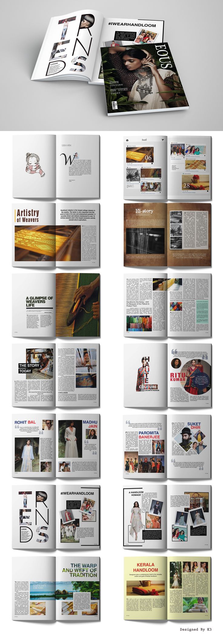 an open magazine is shown with many pages spread out on the same page, and there are