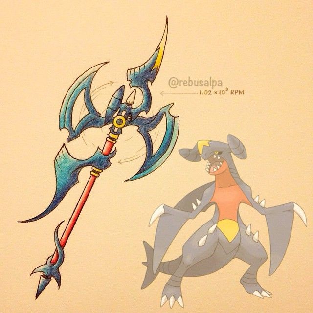 Find this Pin and more on Pokemon Weapons by Bzeus28. Pokemon Garchomp, Pokemon W, Pokemon Fake, Best Rpg, Pokemon Cosplay, Pokemon Fusion, Anime Nerd, Pokemon Fan Art, Cool Pokemon