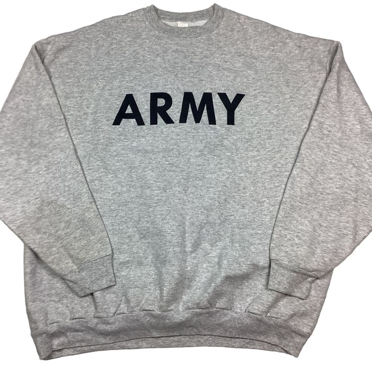 Y2K ARMY military Crewneck sweatshirt. Made in the USA. Tagged as an XXL. 27 inches pit to pit, 29 inches long. No rips or tears. Smoke and pet free home. USA made. Sharon Carter, Stunning Outfits, Grey Sweatshirt, True Vintage, Made In The Usa, Mens Sweatshirts, Crewneck Sweatshirt, Sweat Shirt, Shirts Tops