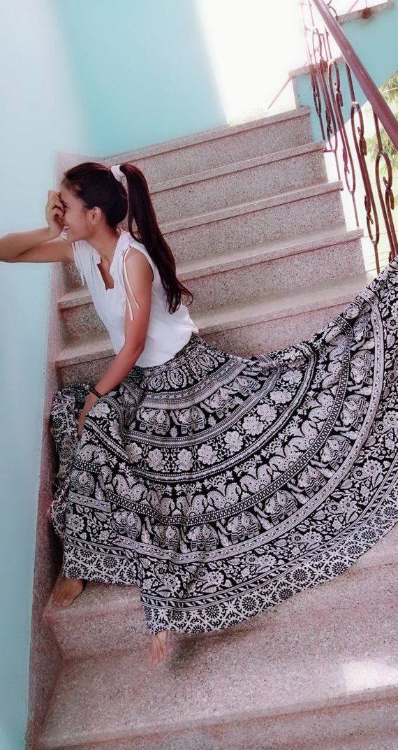 Indian Boho skirts, Elephant gypsy skirt, Mandala skirt, maxi Bohemian skirts Hippie skirt, cotton e Cotton Skirt Outfit, Maxi Skirt Hippie, Skirt Pic, Wrap Around Skirts, Skirt Indian, Hippie Rock, Bohemian Skirts, Bohemian Maxi Skirt, Hippie Skirt