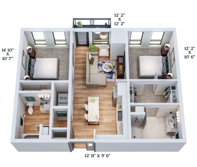 the floor plan for a two bedroom apartment