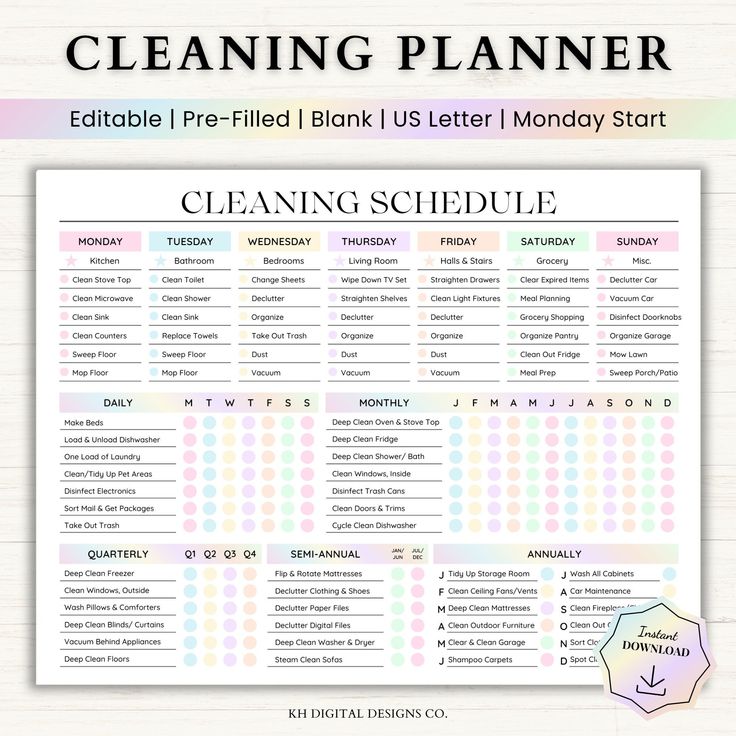 a cleaning schedule with the words cleaning schedule on it