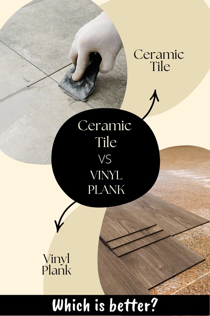 a poster with different types of flooring and the words ceramic tile vs vinyl planks which is better?