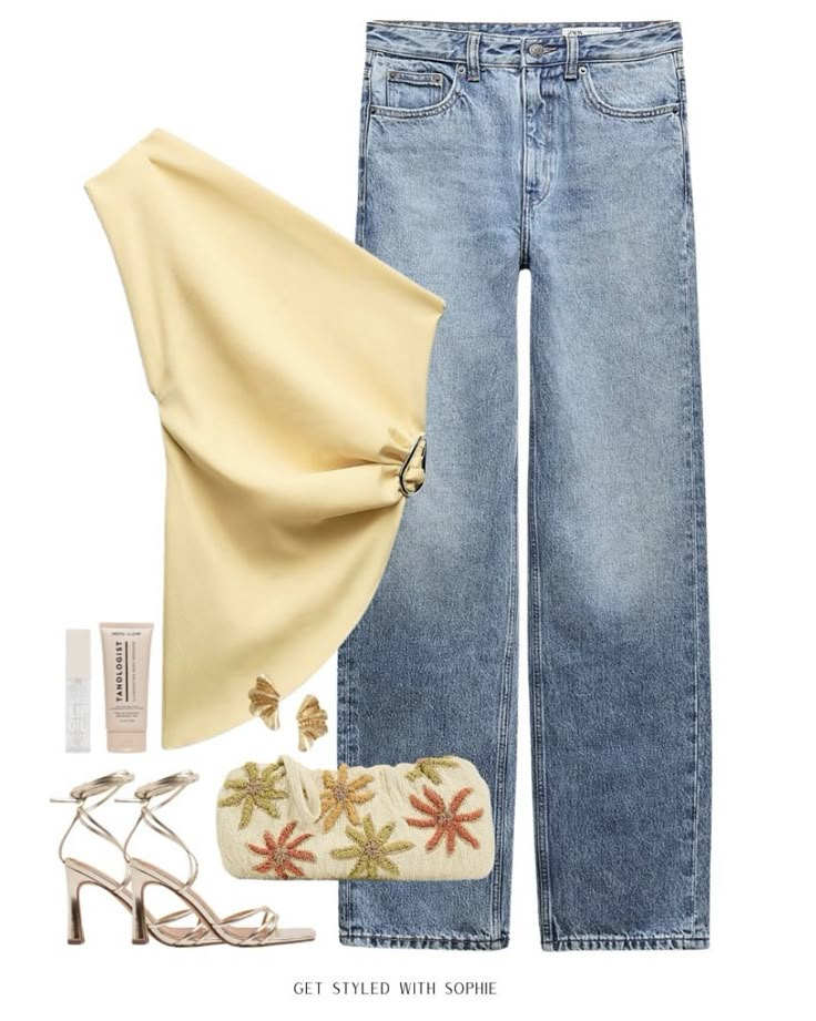 Pastel Yellow Outfit, Colorful Jeans, Outfit Inspo Spring, Yellow Pastel, Jeans Summer, Outfit Zara, Elegant Outfit Classy, Ootd Spring, Classic Outfit