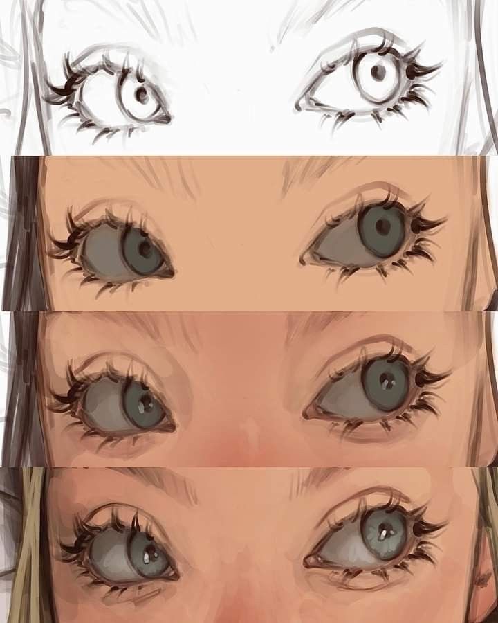 How To Shade Lighting Drawing, Skin Blending Digital Art, Drawing Poses Free To Use, Digart Art, Head Top View Reference, Full Body Side Profile Poses, Sunkenji Fanart, How To Paint Eyes Digital, Toothy Smile Drawing Reference