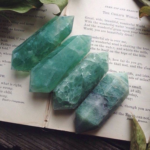 Karma Yoga, Crystal Vibes, Crystal Aesthetic, Purple Fluorite, Pretty Rocks, Green Fluorite, Rocks Crystals, Crystal Magic, Green Gems