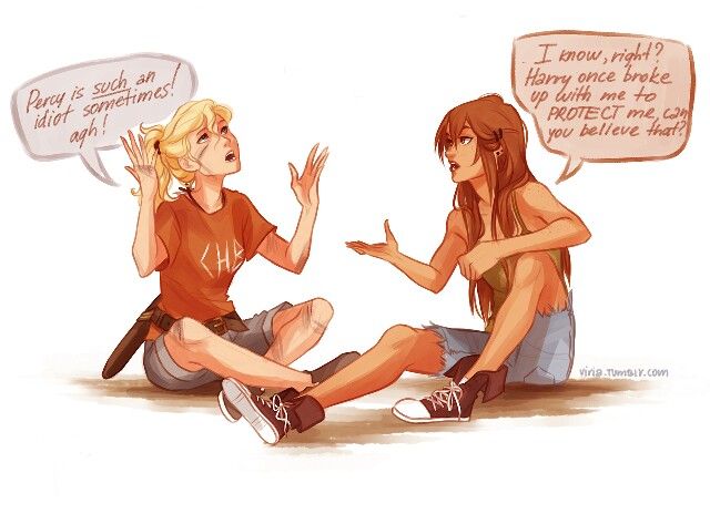 Annabeth Chase x Ginny Weasley crossover AU by Viria Piper Mclean, Percy And Annabeth, Percy Jackson Fan Art, Percy Jackson Memes, Ginny Weasley, Annabeth Chase, Viria, Rick Riordan Books, Percy Jackson Books