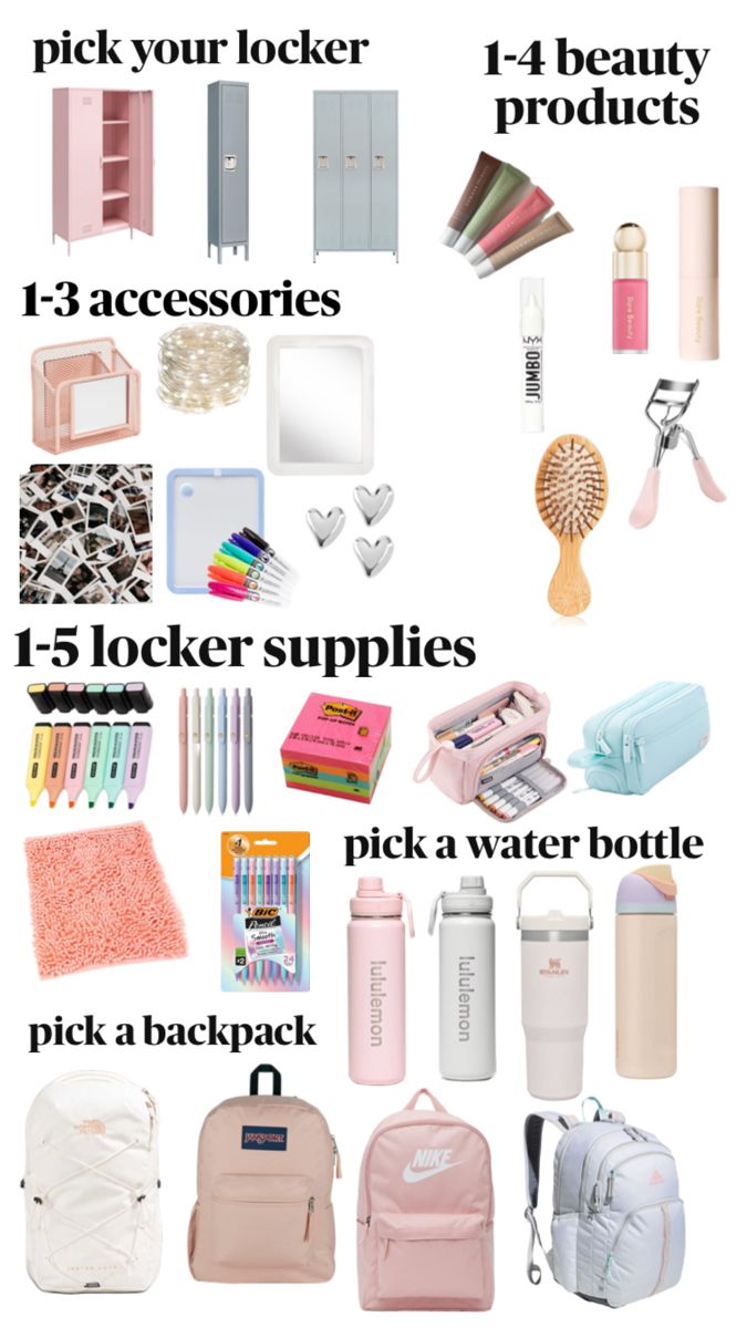 Pick out things to have in your locker!! �🤍😊 Locker Supplies, School Locker Organization, School Locker Decorations, Sleepover Essentials, Road Trip Bag, Road Trip Kit, School Emergency Kit, School Backpack Essentials, Snow Fence