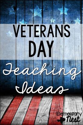 an american flag with the words veterans day teaching ideas written in white and blue on it