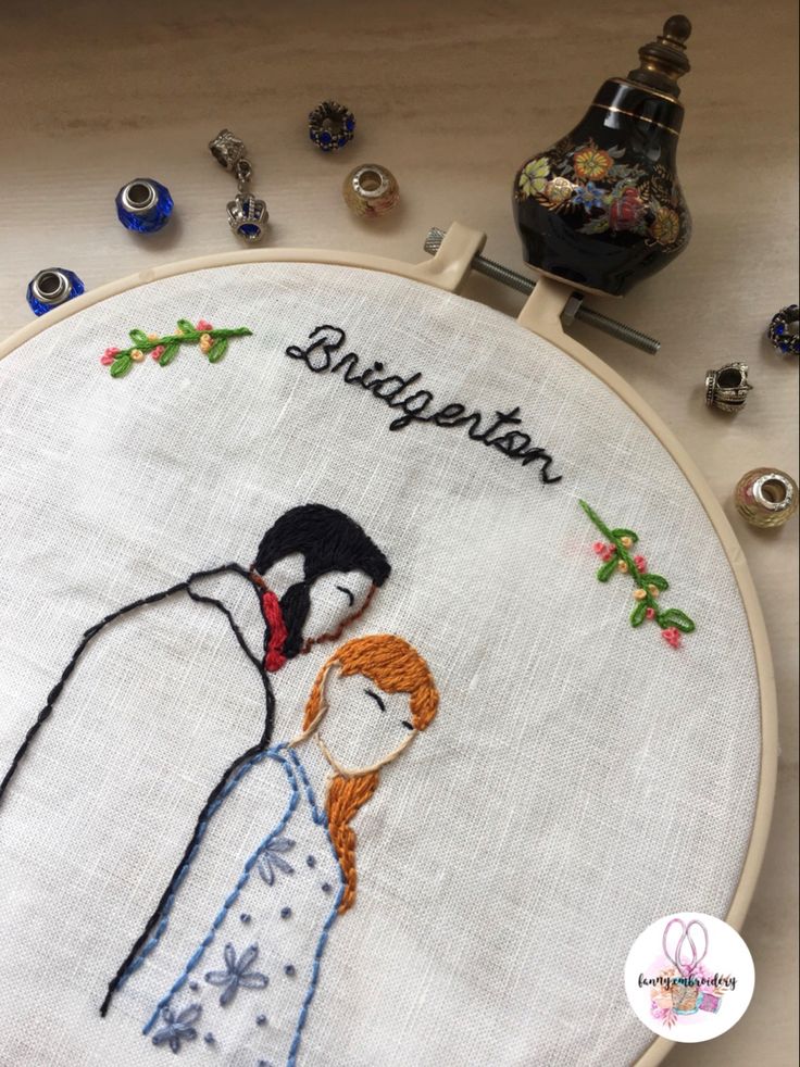 a cross stitch embroidery pattern with the words,'bride and groom'on it