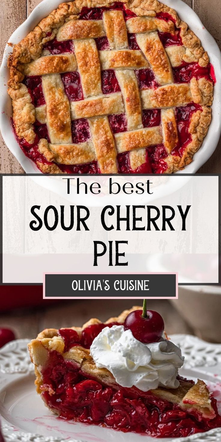 the best sour cherry pie with whipped cream on top