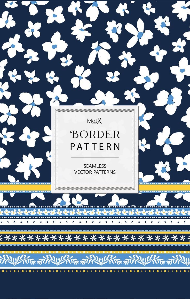 a blue and white floral pattern with the words border pattern written in front of it