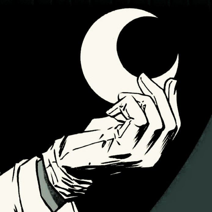 a black and white drawing of a hand holding a lit candle with the moon in the background