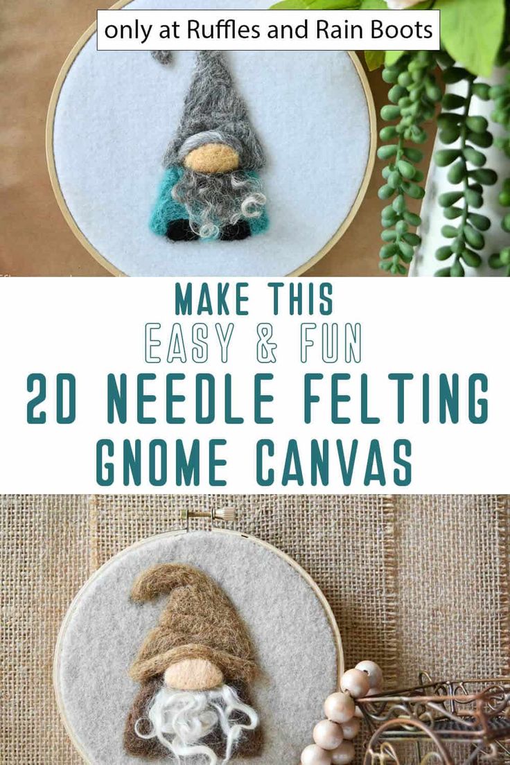 the instructions to make this easy and fun gnome felting gnome canvas