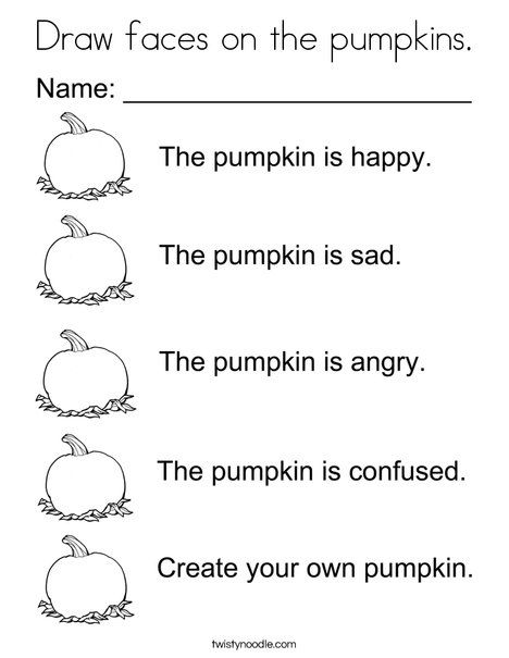 the pumpkin worksheet for kids to learn how to draw faces on the pumpkins