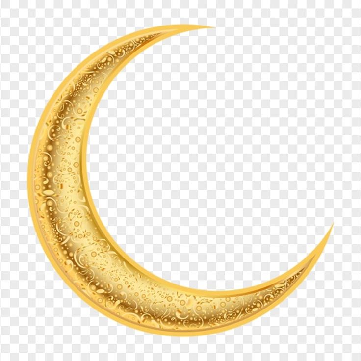 a golden crescent moon on a white background, with no background clipart png