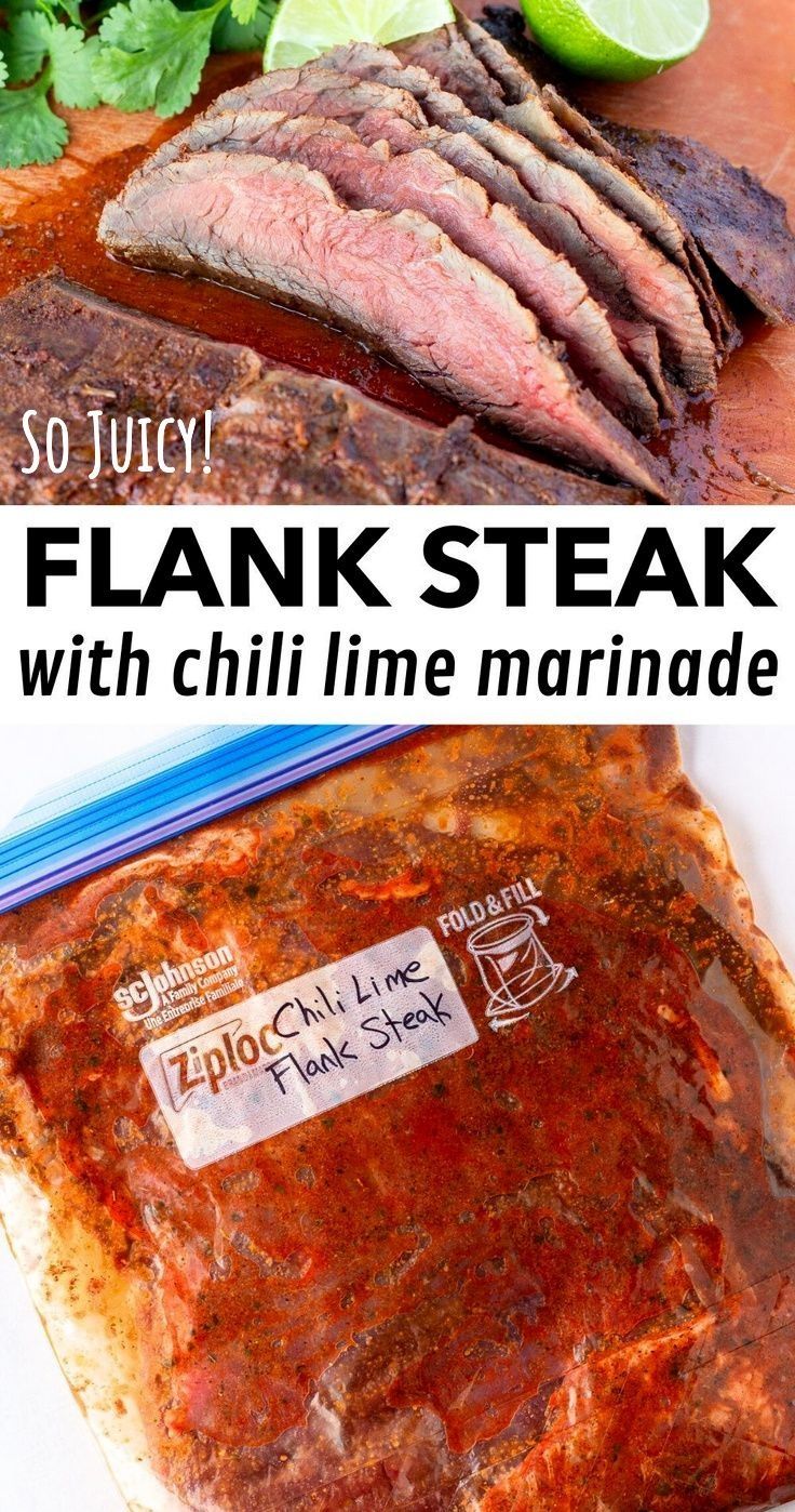 flank steak with chili lime marinade on the side