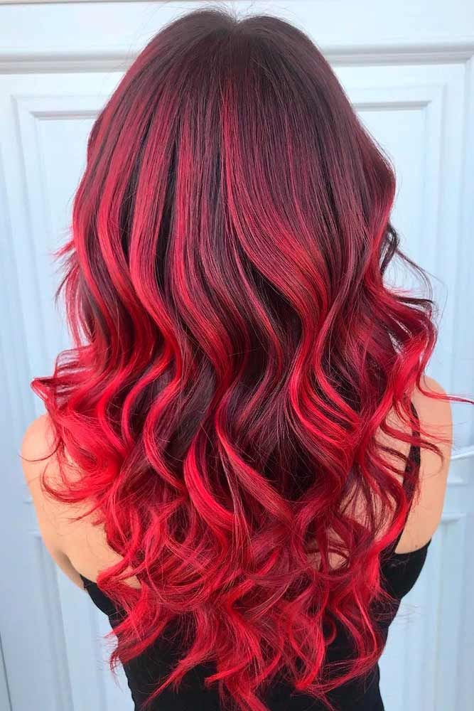 63 Best Red Ombre Hair Color Ideas for Long Hair Hair Color Red Ombre, Best Ombre Hair, Red Ombre Hair, Blood Ruby, Brown Ombre Hair, Ombre Hair Blonde, Bright Red Hair, Ombré Hair, Red Ombre