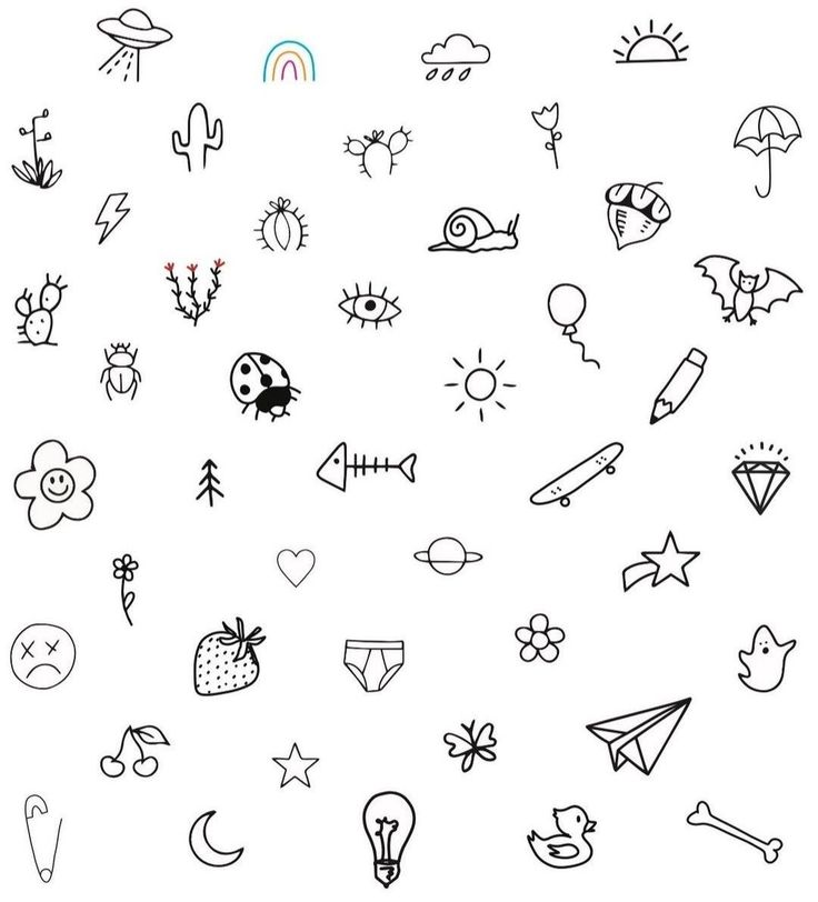 an image of different types of tattoos on a white background with black and white lines