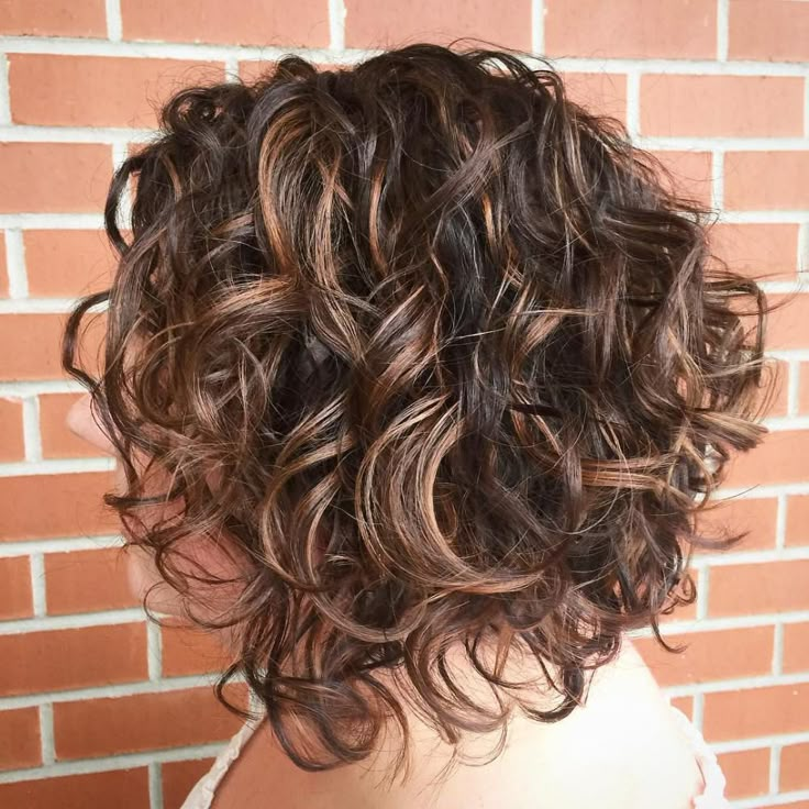 Rocker Hairstyles For Women Curly, Bobs For Thick Curly Hair, Naturally Curly Bob Hairstyles, Curly Inverted Bob Hairstyles Medium, Haircuts For Naturally Curly Hair Medium, Curly Bob Highlights, Short Curly Highlights, Curly Bob Round Face, Bayalage Brunette Curly Hair