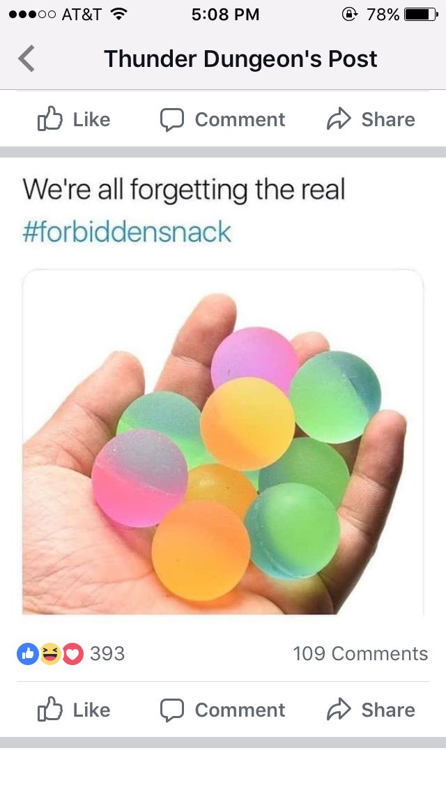 someone is holding up some fake bubbles in their hand with the caption'we're all forgetting the real forbidden snack '