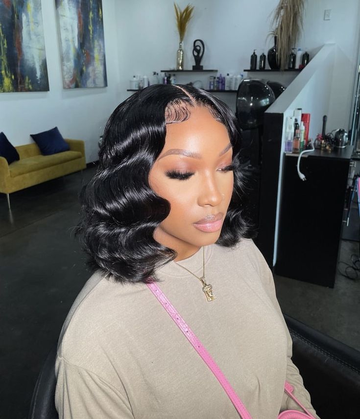 Closure Quick Weave, Frontal Wig Hairstyles, Sew In Hairstyles, Curly Hair Videos, Wavy Bob, Curly Bob Wigs, Quick Weave Hairstyles, Bob Lace Front Wigs, Natural Hair Twists