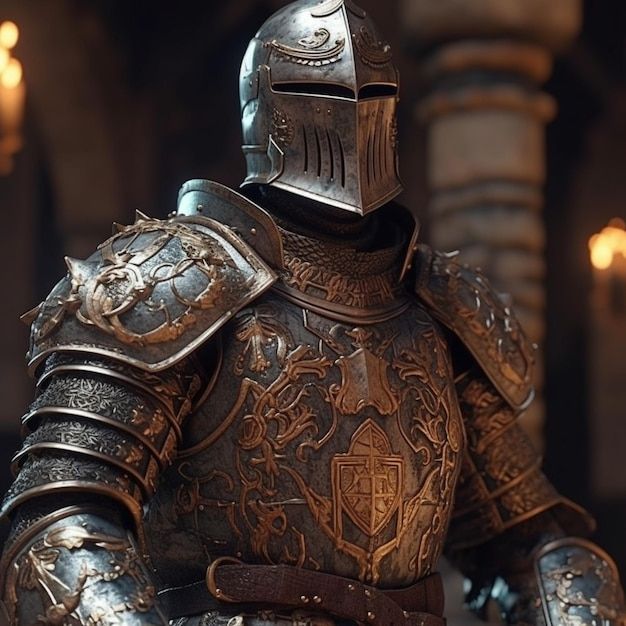 a close up of a knight in armor