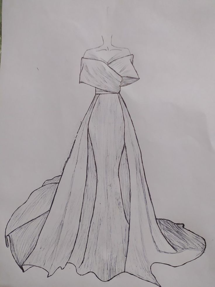 a drawing of a dress on a piece of paper