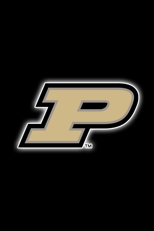 the purdue logo on a black background