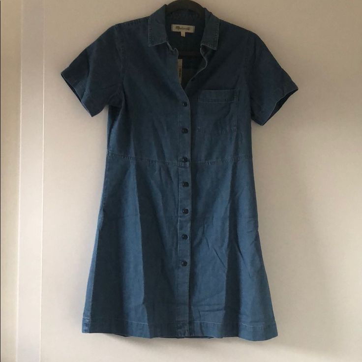 Brand New With Tags, Never Worn, Madewell Denim Dress Fitted Light Wash Dress For Work, Madewell Denim Dress, Plaid Tunic Dress, Linen Shift Dress, Knit Tank Dress, Afternoon Dress, Silk Wrap Dresses, Black Tank Dress, Tee Shirt Dress