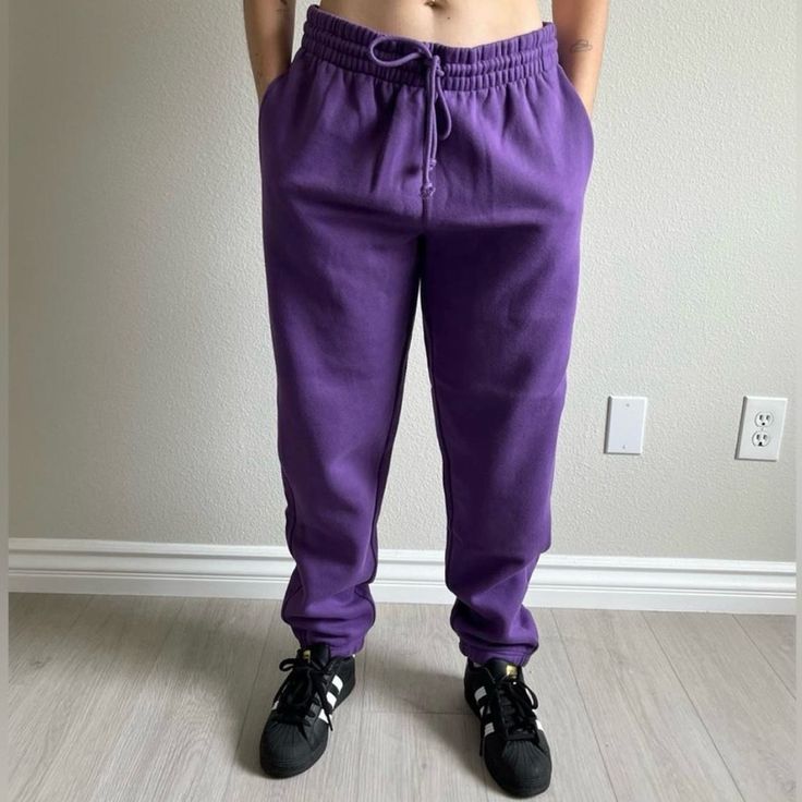 Brand New Without Tags Color: Fig Purple Waist 16.5” Unstretched Rise 12.5” Inseam 29.5” Casual Fleece Joggers For Lounging, Cozy Cotton Joggers For Streetwear, Cozy Fit Fleece Pants For Loungewear, Purple Cotton Sweatpants For Loungewear, Purple Relaxed Fit Sweatpants For Athleisure, Casual Purple Sweatpants For Loungewear, Purple Athleisure Sweatpants With Elastic Waistband, Purple Athleisure Joggers For Loungewear, Casual Purple Cotton Sweatpants