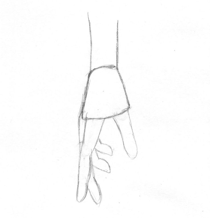 a pencil drawing of a hand holding something in it's left arm and the other hand on its right side