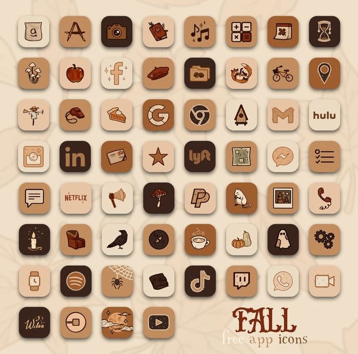 a bunch of different app icons are shown in this image, with the words fall on them