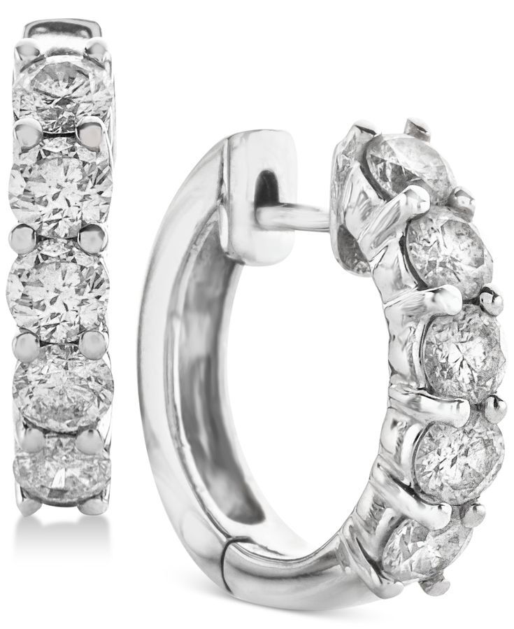 Leave a lasting impression of elegance with these hoop earrings (2 ct. t.w.), claw-set with dazzling round-shape diamonds in beautifully polished white gold. Cute Spring, Diamond Hoop Earrings, Spring Summer Outfits, Pick Up, In Store, Buy Online, Hoop Earrings, Wedding Rings, White Gold