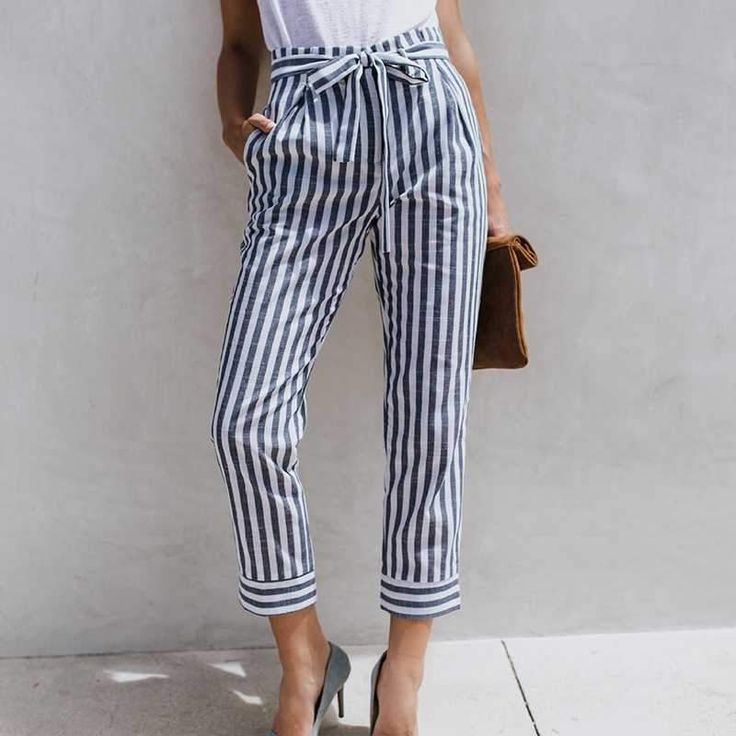 Tie Waist Belted Cigarette Trousers Striped Pants – sunifty Spring Straight Pants With Vertical Stripes, Straight Pants With Vertical Stripes For Spring, Trendy Striped Pants For Work, Trendy High-waisted Bottoms With Vertical Stripes, Trendy High-waisted Pants With Vertical Stripes, Trendy Vertical Striped High-waisted Pants, Trendy High-waisted Vertical Striped Pants, Trendy Vertical Stripes Bottoms For Workwear, Spring Pants With Vertical Stripes