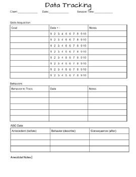 the worksheet for data tracking