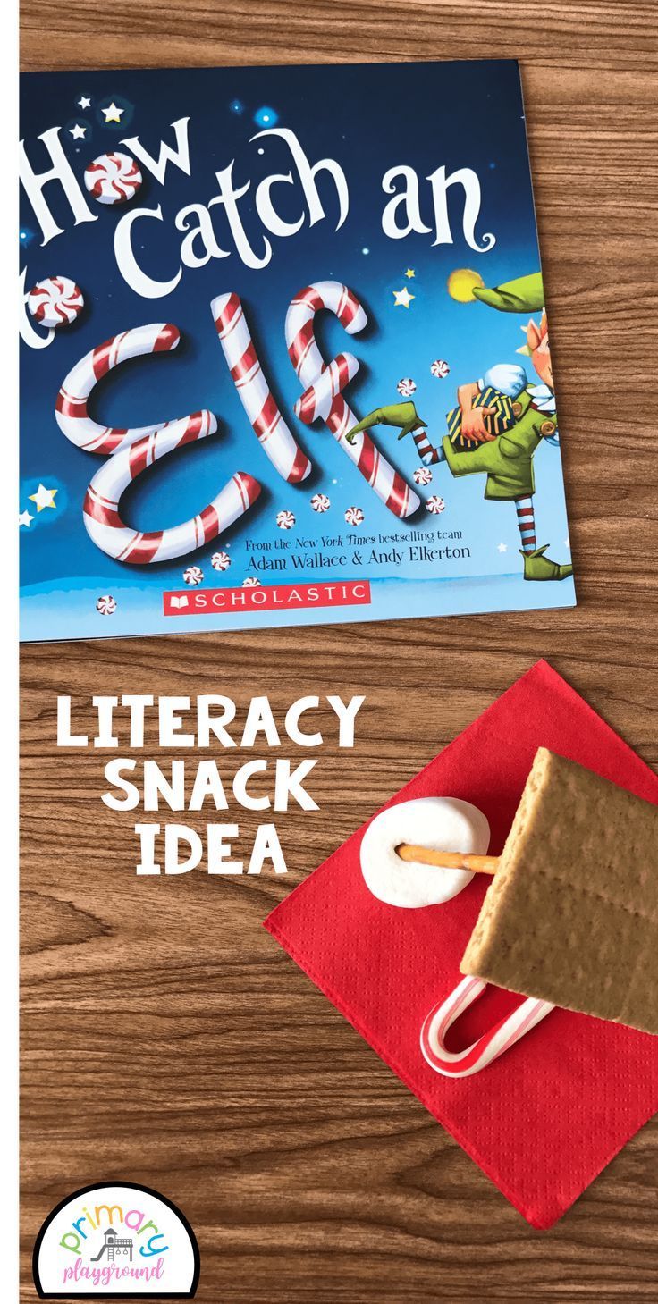 the book how to catch an elf is sitting on top of a red napkin next to a cookie