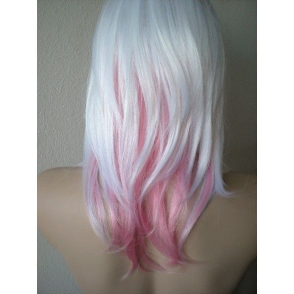 Hair White Highlights, Hair With Pink Underneath, Cool Wigs, Light Pink Eyeshadow, Pink Wigs, Pink Ombre Hair, Hair Play, White Hair Color, Blonde With Pink