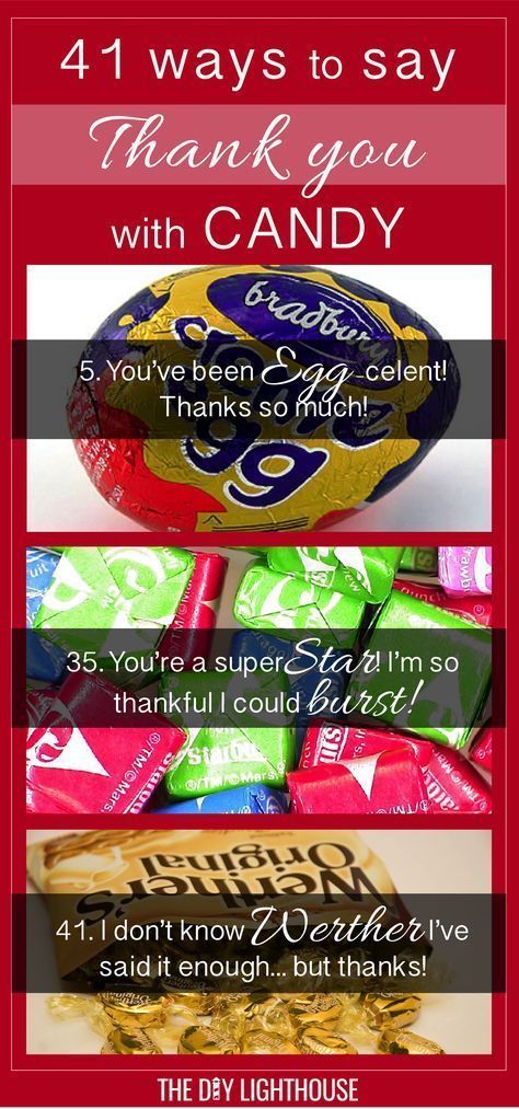 four different candy bars with the words, thank you with candy on them and an image of