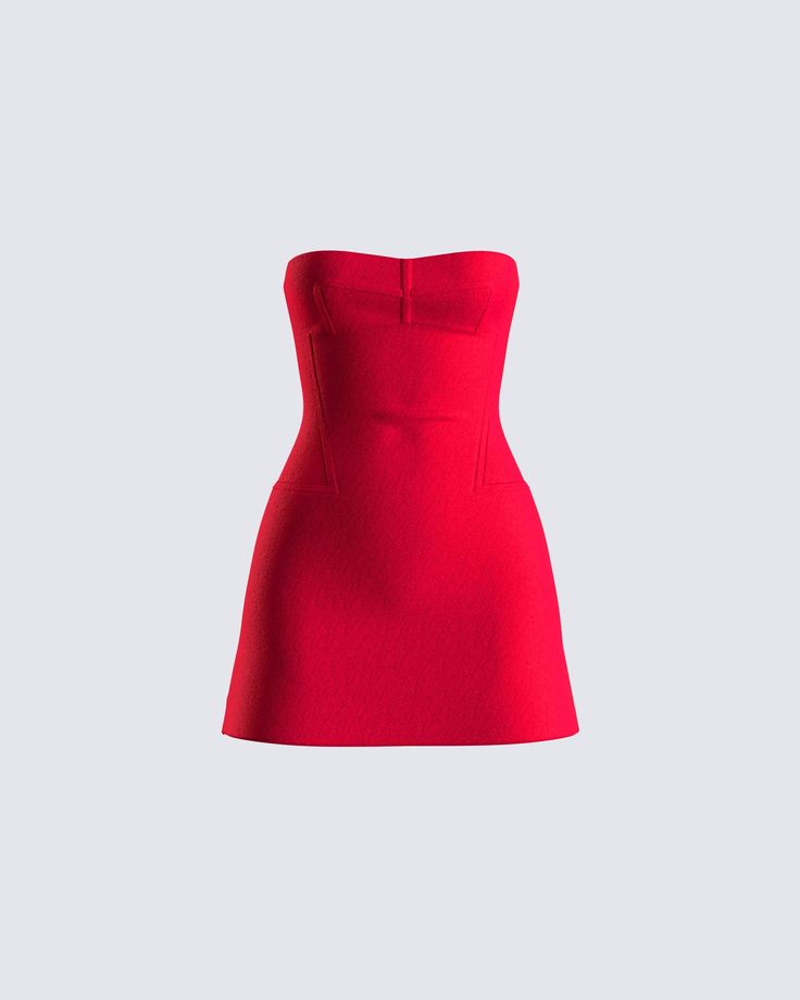 Farida Red Strapless Mini Dress#RedMiniDress #Fashion #OutfitIdea #Style #RedDress #SummerFashion #RedOutfit V Day Dress, Strapless Skater Dress, Red Mini Formal Dress, Timeless Short Dress, Holiday Party Mini Dress, Strapless Red Mini Dress, Red Strapless Hoco Dress, Fun Mini Dress, Holiday Mini Dress