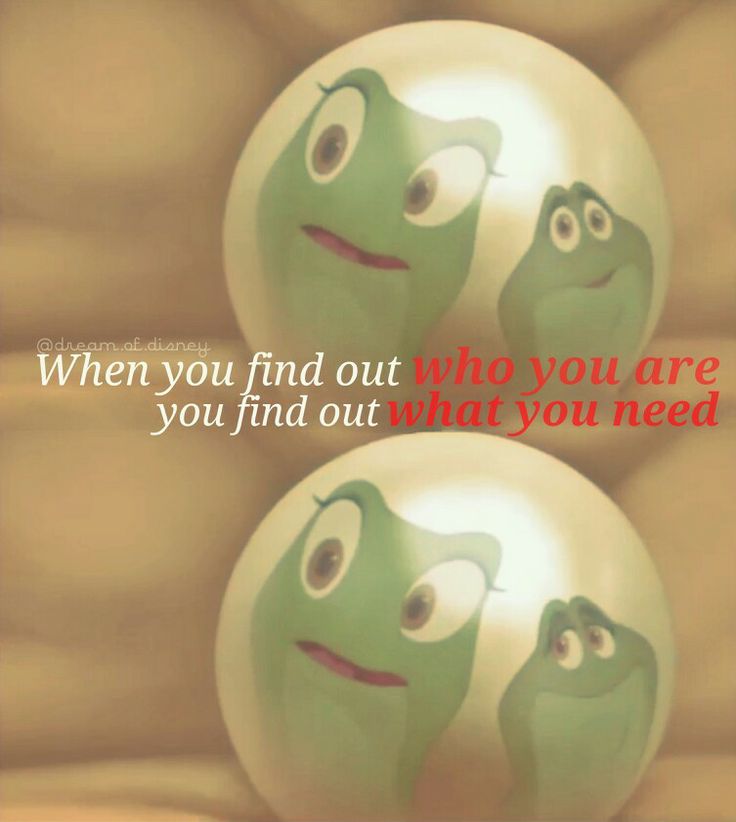 two green balls with faces on them sitting in front of each other and the words when you find out who you are, you find out what you need