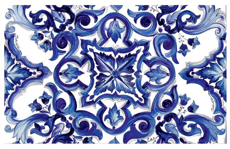 an artistic blue and white tile design