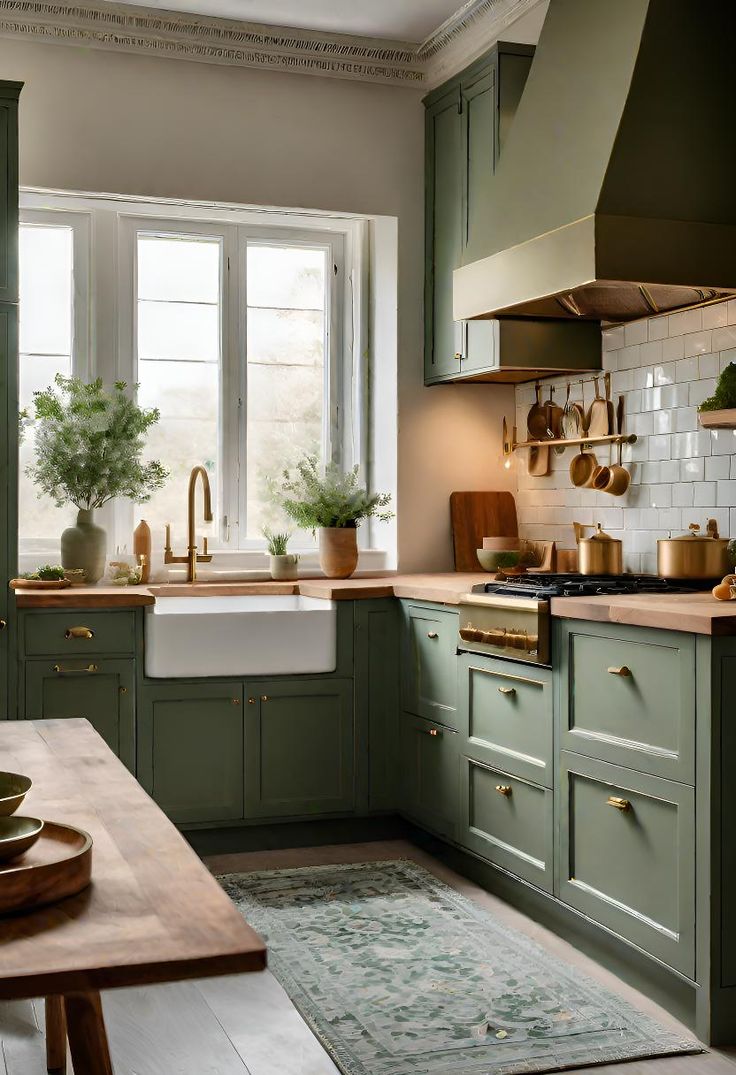 29 Stunning Green Kitchen Cabinet Ideas: Lush, Nature-Inspired Hues Green Kitchen Color Scheme, Green Kitchen Cabinet, Cabinet Color Ideas, Green Kitchens, Kitchen Cabinet Color, Kitchen Cabinet Inspiration, Kitchen Cabinet Color Ideas, Green Kitchen Decor, Makeover Kitchen