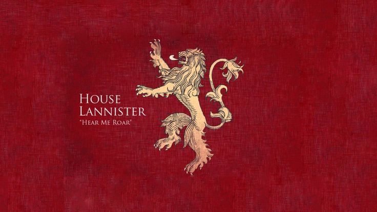 the house lannister logo on a red background